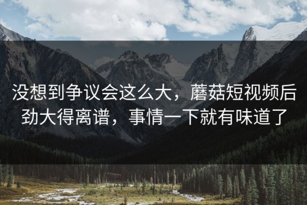 没想到争议会这么大，蘑菇短视频后劲大得离谱，事情一下就有味道了