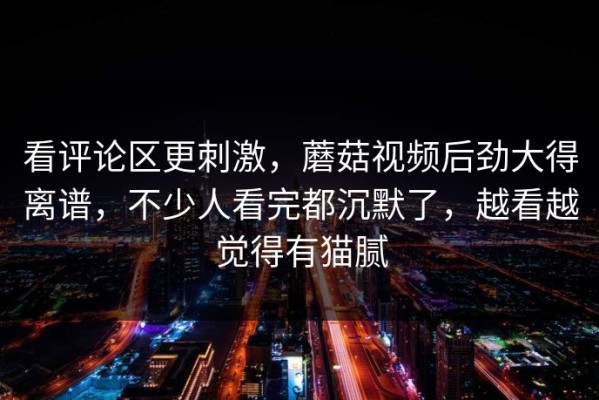 看评论区更刺激，蘑菇视频后劲大得离谱，不少人看完都沉默了，越看越觉得有猫腻