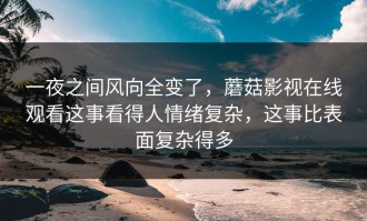一夜之间风向全变了，蘑菇影视在线观看这事看得人情绪复杂，这事比表面复杂得多