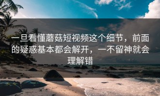 一旦看懂蘑菇短视频这个细节，前面的疑惑基本都会解开，一不留神就会理解错