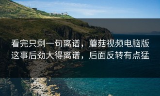 看完只剩一句离谱，蘑菇视频电脑版这事后劲大得离谱，后面反转有点猛