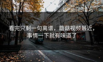 看完只剩一句离谱，蘑菇视频最近，事情一下就有味道了