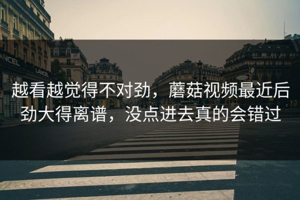 越看越觉得不对劲，蘑菇视频最近后劲大得离谱，没点进去真的会错过