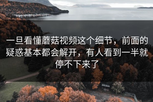 一旦看懂蘑菇视频这个细节，前面的疑惑基本都会解开，有人看到一半就停不下来了