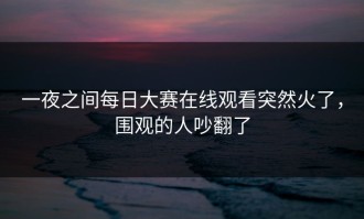 一夜之间每日大赛在线观看突然火了，围观的人吵翻了