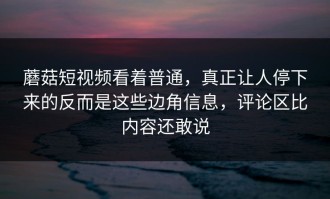 蘑菇短视频看着普通，真正让人停下来的反而是这些边角信息，评论区比内容还敢说
