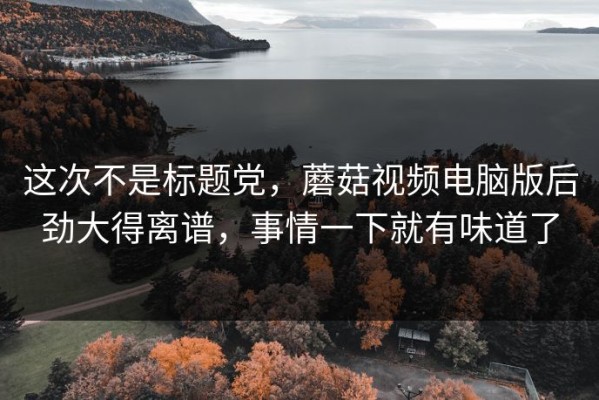 这次不是标题党，蘑菇视频电脑版后劲大得离谱，事情一下就有味道了