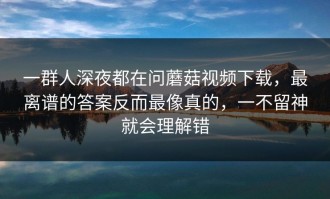 一群人深夜都在问蘑菇视频下载，最离谱的答案反而最像真的，一不留神就会理解错