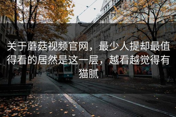 关于蘑菇视频官网，最少人提却最值得看的居然是这一层，越看越觉得有猫腻