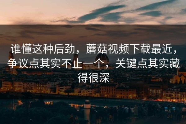 谁懂这种后劲，蘑菇视频下载最近，争议点其实不止一个，关键点其实藏得很深