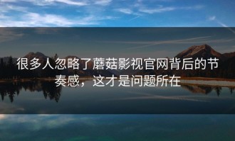 很多人忽略了蘑菇影视官网背后的节奏感，这才是问题所在