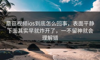 蘑菇视频ios到底怎么回事，表面平静下面其实早就炸开了，一不留神就会理解错