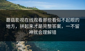 蘑菇影视在线观看那些看似不起眼的地方，拼起来才是完整答案，一不留神就会理解错