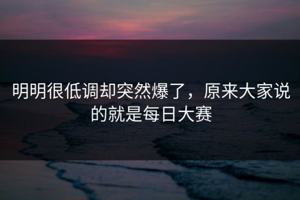 明明很低调却突然爆了，原来大家说的就是每日大赛