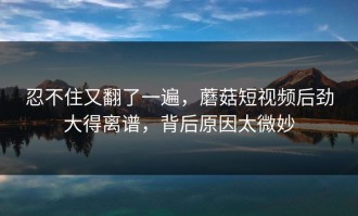 忍不住又翻了一遍，蘑菇短视频后劲大得离谱，背后原因太微妙