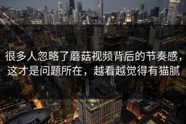 很多人忽略了蘑菇视频背后的节奏感，这才是问题所在，越看越觉得有猫腻