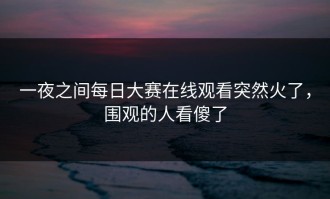 一夜之间每日大赛在线观看突然火了，围观的人看傻了