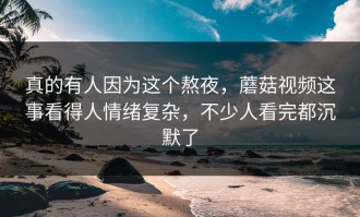 真的有人因为这个熬夜，蘑菇视频这事看得人情绪复杂，不少人看完都沉默了