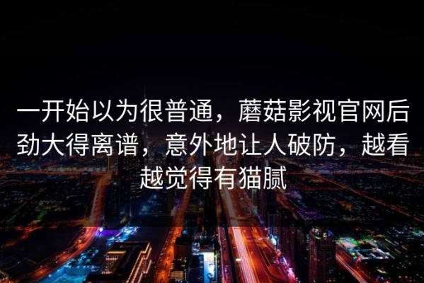 一开始以为很普通，蘑菇影视官网后劲大得离谱，意外地让人破防，越看越觉得有猫腻