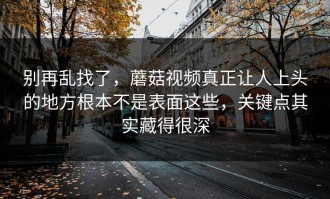 别再乱找了，蘑菇视频真正让人上头的地方根本不是表面这些，关键点其实藏得很深