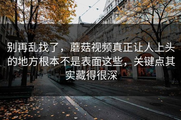 别再乱找了，蘑菇视频真正让人上头的地方根本不是表面这些，关键点其实藏得很深