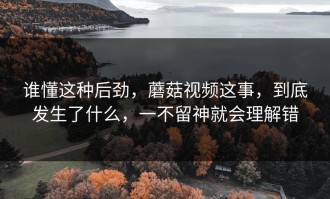 谁懂这种后劲，蘑菇视频这事，到底发生了什么，一不留神就会理解错