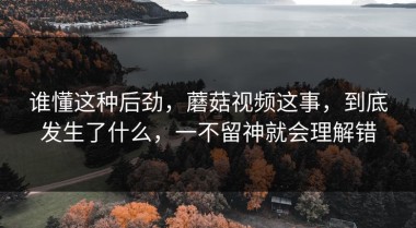 谁懂这种后劲，蘑菇视频这事，到底发生了什么，一不留神就会理解错