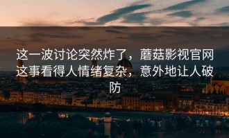 这一波讨论突然炸了，蘑菇影视官网这事看得人情绪复杂，意外地让人破防