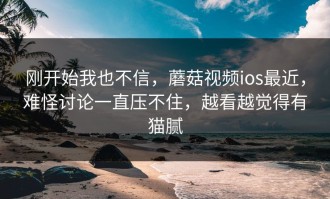 刚开始我也不信，蘑菇视频ios最近，难怪讨论一直压不住，越看越觉得有猫腻