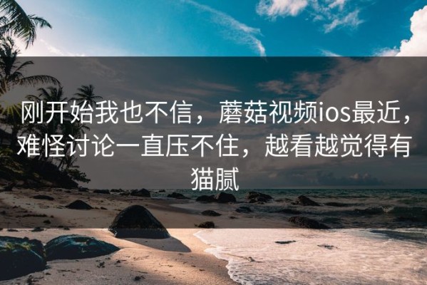 刚开始我也不信，蘑菇视频ios最近，难怪讨论一直压不住，越看越觉得有猫腻