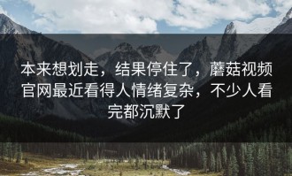 本来想划走，结果停住了，蘑菇视频官网最近看得人情绪复杂，不少人看完都沉默了