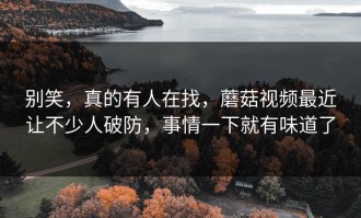 别笑，真的有人在找，蘑菇视频最近让不少人破防，事情一下就有味道了