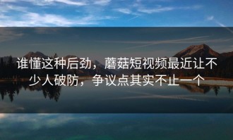 谁懂这种后劲，蘑菇短视频最近让不少人破防，争议点其实不止一个