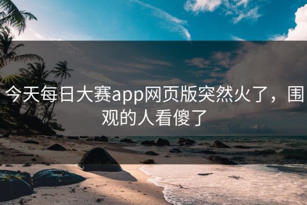 今天每日大赛app网页版突然火了，围观的人看傻了