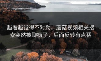 越看越觉得不对劲，蘑菇视频相关搜索突然被聊疯了，后面反转有点猛
