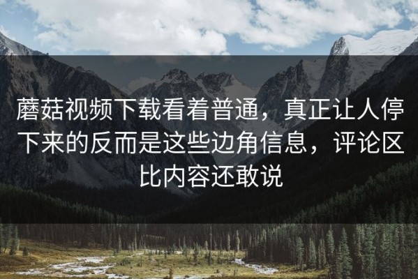 蘑菇视频下载看着普通，真正让人停下来的反而是这些边角信息，评论区比内容还敢说