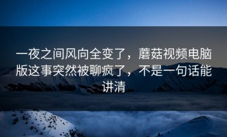 一夜之间风向全变了，蘑菇视频电脑版这事突然被聊疯了，不是一句话能讲清