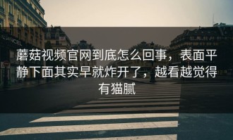 蘑菇视频官网到底怎么回事，表面平静下面其实早就炸开了，越看越觉得有猫腻