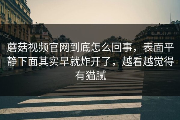 蘑菇视频官网到底怎么回事，表面平静下面其实早就炸开了，越看越觉得有猫腻