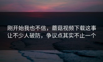 刚开始我也不信，蘑菇视频下载这事让不少人破防，争议点其实不止一个