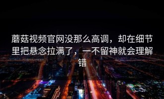 蘑菇视频官网没那么高调，却在细节里把悬念拉满了，一不留神就会理解错