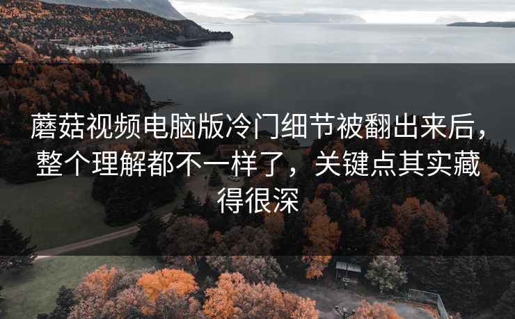 蘑菇视频电脑版冷门细节被翻出来后，整个理解都不一样了，关键点其实藏得很深