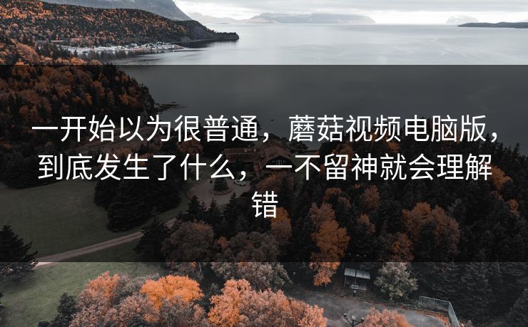 一开始以为很普通，蘑菇视频电脑版，到底发生了什么，一不留神就会理解错