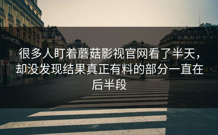 很多人盯着蘑菇影视官网看了半天，却没发现结果真正有料的部分一直在后半段