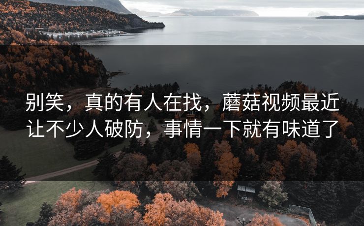 别笑，真的有人在找，蘑菇视频最近让不少人破防，事情一下就有味道了