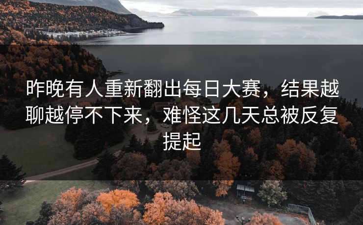 昨晚有人重新翻出每日大赛，结果越聊越停不下来，难怪这几天总被反复提起