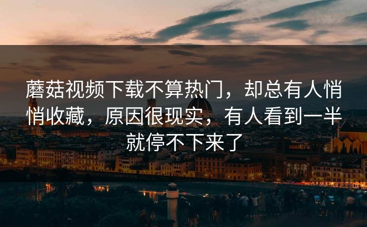 蘑菇视频下载不算热门，却总有人悄悄收藏，原因很现实，有人看到一半就停不下来了