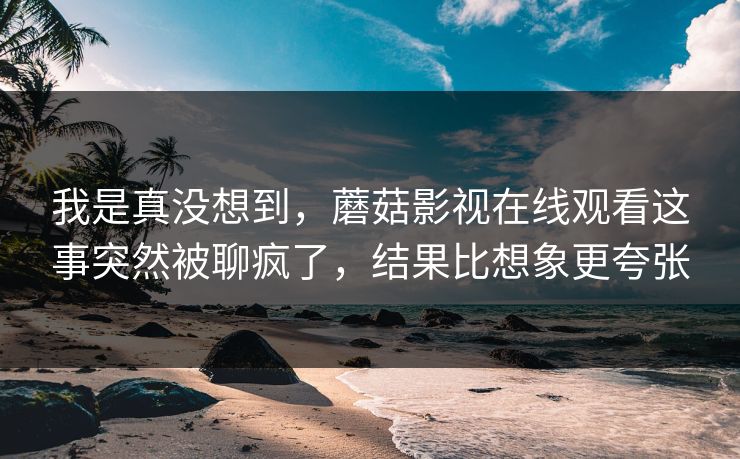 我是真没想到，蘑菇影视在线观看这事突然被聊疯了，结果比想象更夸张
