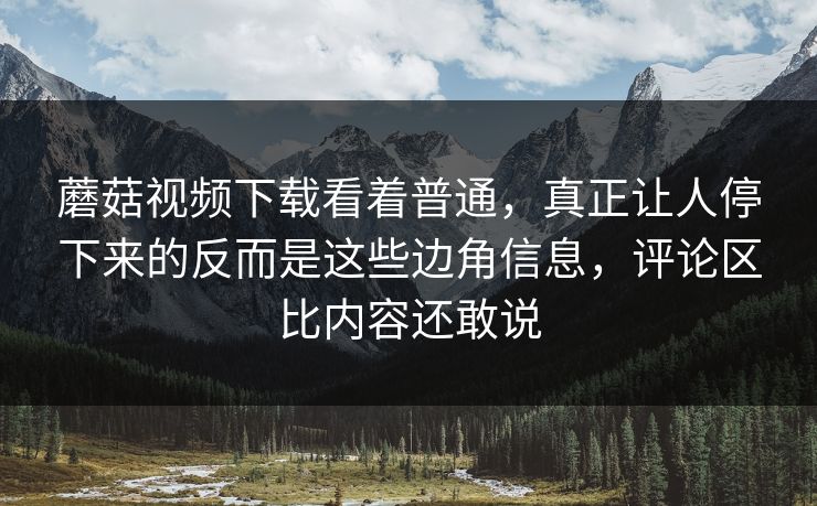 蘑菇视频下载看着普通，真正让人停下来的反而是这些边角信息，评论区比内容还敢说