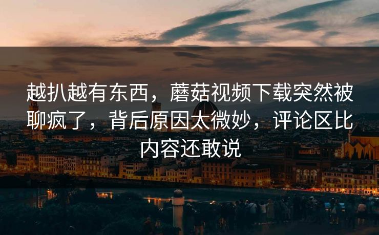 越扒越有东西，蘑菇视频下载突然被聊疯了，背后原因太微妙，评论区比内容还敢说
